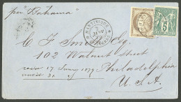 Lettre Cad "Martinique/St Pierre". CG Nos 20 + 31 Sur Lettre Pour Philadelphie, 1879. TB. - Other & Unclassified