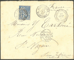 Lettre Cad "Saint-Pierre/Martinique". CG No 51 Sur Enveloppe Pour Saint-Nazaire. Au Recto, Cad Octog. "Cor. D'armées/Sai - Andere & Zonder Classificatie