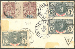 Lettre Taxe. Cad "Tidjikdja", Sur N°8A Paire Verticale Sur Enveloppe Afft Sénégal 10 Paire Mill 3 + 32, 1906. - TB. - R - Altri & Non Classificati