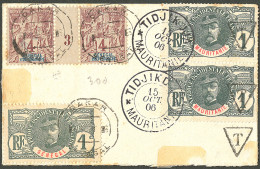 Lettre Taxe. Cad "Tidjikdja", Sur N°8A Paire Verticale Sur Enveloppe Afft Sénégal 10 Paire Mill 3 + 32, 1906. - TB. - R - Other & Unclassified