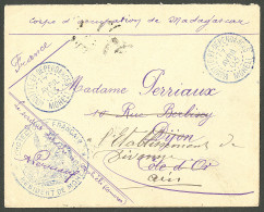 Lettre Cad Bleu "Mayotte Et Dépendances/Moheli" Avril 1903, Sur Enveloppe En FM Du Corps D'occupation De Madagascar, Pou - Altri & Non Classificati