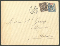 Delcampe - Lettre Cad "Nlle Calédonie/Pam". Nos 45 + 46 Sur Lettre Pour Nouméa, 1898. - TB - Other & Unclassified