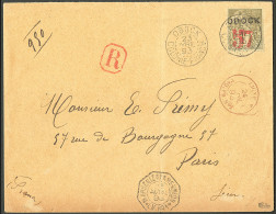 Lettre Cad "Obock/Colonies Francse". Erreur "57" Au Lieu De "75". No 30c, Sur Enveloppe Recommandée Pour Paris, Au Recto - Other & Unclassified