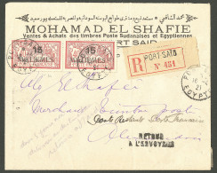 Lettre Cad "Port Said/Egypte". No 44 Paire Sur Enveloppe Recommandée Pour Alexandrie, 1921. - TB. - Otros & Sin Clasificación