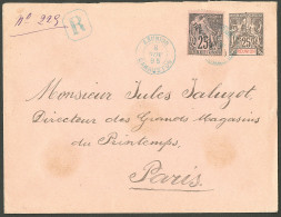 Lettre Cad Bleu "Cambuston". Entier 25c + No 24, Recommandée Pour Paris, 1895. - TB. - R - Otros & Sin Clasificación