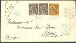 Lettre Cad Bleu "Réunion/Cilaos". Nos 25 + 36 Paire  Sur Enveloppe Recommandée Pour L'Allemagne, 1898. - TB - Otros & Sin Clasificación