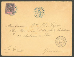 Lettre Cad Bleu "Réunion/Pl Des Palmistes". No 39 Sur Enveloppe Pour Latresne. Au Recto, Cad Octog. "La Réunion à Marsei - Other & Unclassified