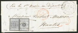 Lettre Nos 1 + 2, Non Obl, Sur Lettre Avec Texte, Avec Grand Cad "St André/Ile De La Réunion", Pour Nantes, Au Recto, Ca - Sonstige & Ohne Zuordnung