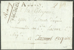 Lettre Aquin (Jamet N°4) + "Jacmel" (Jamet N°10) En Usage De Déboursé. Lettre Avec Texte Daté D'Aquin Le 20 Germinal An  - Haiti