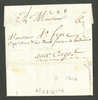 Lettre Cap (Jamet N°12). Lettre Avec Texte Daté Du 5 Juin 1791 Pour Les Cayes. Au Verso, Dateur Au Tampon 5* Juin 91. -  - Haïti