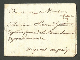 Lettre Lettre Avec Texte Daté De Port Au Prince Le 2 Juillet 1751. Adressée En Port Payé Au Port De Paix. Au Recto, Ment - Haiti