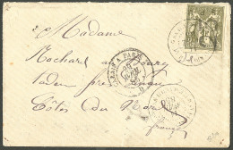 Lettre Cad "Saint Pierre/Saint Pierre Et Miquelon", SPM Renversé 25 Vertical No 2f.  Lettre Pour Dinan, 1885. - TB. - RR - Andere & Zonder Classificatie