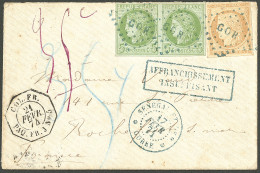 Lettre Losange Bleu "GOR" Sur CG N°17 Paire + 22, à Côté Cad Bleu "Sénégal Et Dep./Gorée" 1874, Sur Enveloppe Insuffisam - Other & Unclassified