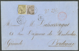 Lettre Cad "Papeete/Taiti". CG Nos 54 + 59 Sur Enveloppe Recommandée Pour Bordeaux, 1887. - TB. - R - Andere & Zonder Classificatie