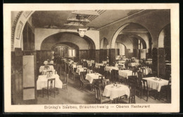 AK Braunschweig, Gasthaus Brüning`s Saalbau, Oberes Restaurant, Innenansicht  - Braunschweig