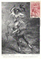 Carte Maximum Delacroix Cavalier + Timbre 15 F+5F Postes Algerie RV Cachet Oevres Sociales De L'Armée Algetie 20 11 57 - Sellos (representaciones)