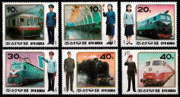 1987 Corea Trains Railways And Service Personnel Set MNH** B596 - Trenes