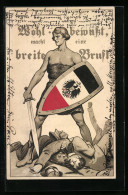 AK Germane Mit Schwert Und Schild Besiegt Seine Gegner  - Oorlog 1914-18