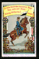 Lithographie Husar Zu Pferde, Regiment König Wilhelm I., Eisernes Kreuz Im Ehrenkranz  - Regimenten