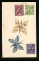 AK Schmetterlinge Aus Lebensmittel-Bezugskarten, Briefmarken, Collage  - Postzegels (afbeeldingen)