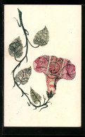 AK Blume Mit Blättern, Briefmarkencollage  - Sellos (representaciones)