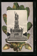 Passepartout-Lithographie Niederwald-Nationaldenkmal, Eichenblatt Mit Eicheln  - Autres & Non Classés