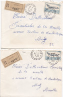 37009# LOT 2 LETTRES FRANCHISE PARTIELLE RECOMMANDE Obl LIXING LES ST AVOLD MOSELLE 1968 Pour METZ 57 - Briefe U. Dokumente