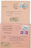 37010# LOT 2 LETTRES FRANCHISE PARTIELLE RECOMMANDE Obl LONGEVILLE LES METZ MOSELLE 1968 Pour METZ 57 - Brieven En Documenten