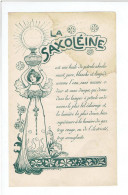 PUBLICITE XIX° XX° HUILE DE PETROLE LA SAXOLEINE POUR LAMPE A PETROLE DESSIN LUCIEN METIVET - 1800 – 1899