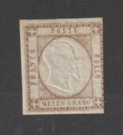 REGNO - PROV. NAPOLETANE:  1861  EFFIGIE  IN  RILIEVO  -  1/2 Gr. BISTRO  BRUNO  S.G. -  SASS. 18 - Used