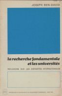 La Recherche Fondamentale Et Les Universités (1968) De Joseph Ben-David - Economía