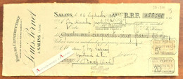 ● SALINS 1910 Louis PERNET Bois De Construction (Jura) - Mandat à M. Lapray à Buxy (Saône Et Loire) - Godin - Bills Of Exchange