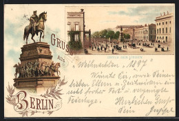 Lithographie Berlin, Ehrenmal Friedrich Der Grosse, Unter Den Linden  - Mitte