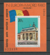 Romania 1980 Madrid Conference S/S Y.T. BF 146  ** - Blocchi & Foglietti