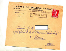 Lettre Flamme Nancy Bon P T T Entete Mairie Villers Les Nancy - Mechanical Postmarks (Advertisement)