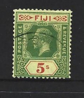 Fiji 1922 - 1927 5 Shilling KGV FU , One Slightly Shortish And Thinned Perf At Top - Fidschi-Inseln (...-1970)