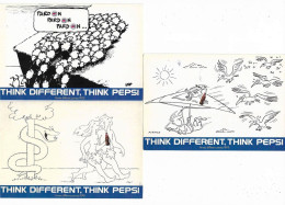 3 Cpm Think Different, Think PEPSI Signé Fersten, Loup Et Rosy Ed. Pepsi Cola - Reclame