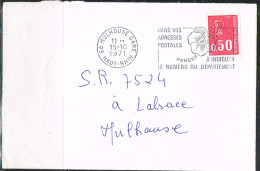 FLORA-L245 - FRANCE Flamme Illustrée à Droite Pensée à Indiquer Le Numéro Du Département Sur Lettre Mulhouse 1971 - Maschinenstempel (Werbestempel)