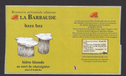Etiquette De Bière Blonde Au Miel De Chataignier D'Ardèche  -  Bzzz Bzz  -  Brasserie La Barbaude à Nimes  (30) - Beer