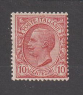 REGNO  VARIETA':  1906  VITTORIO  EMAN. III°  -  10 C. ROSA  N. -  DECALCO  -  SASS. 82 S - Ongebruikt