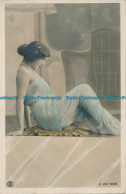 R028193 Old Postcard. Woman In White Blue Dress - World