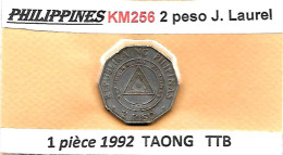 PHILIPPINES  2 PESOS Commémorative KM 256  J. LAUREL TAONG 1992  TTB - Filippijnen