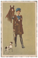 S5546/ Bianchi Künstler AK Frau Mit Pferd, Hund  Italien Ca.1930 - Autres & Non Classés