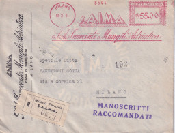 1951   Affrancatura Meccanica Rossa EMA  SAIMA Casa Di Spedizioni  Innocente Mangili Adriatica - 1961-70: Storia Postale