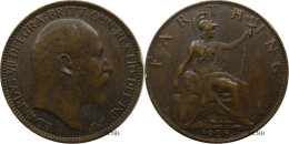 Royaume-Uni - Edward VII - Farthing 1908 - TTB+/AU50 - Mon6182 - B. 1 Farthing