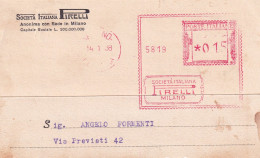 1938   Affrancatura Meccanica Rossa EMA  SOCIETA' ITALIANA PIRELLI MILANO - 1961-70: Poststempel