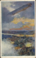 Artiste CPA Eckenbrecher, T. V., Zeppelin über Antwerpen - Other & Unclassified