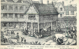 England Dartford High Street With Market House In 1750 Rare Engraving Artwork - Sonstige & Ohne Zuordnung