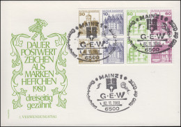 HBl. 28 BuS 1980 Aus MH 23 ALTE Fluoreszenz, Schmuck-FDC MAINZ GEW 2.11.80 - Zusammendrucke