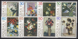 Polen: Gemälde Blumen & Blüten 1989, 8 Werte, Satz ** - Other & Unclassified